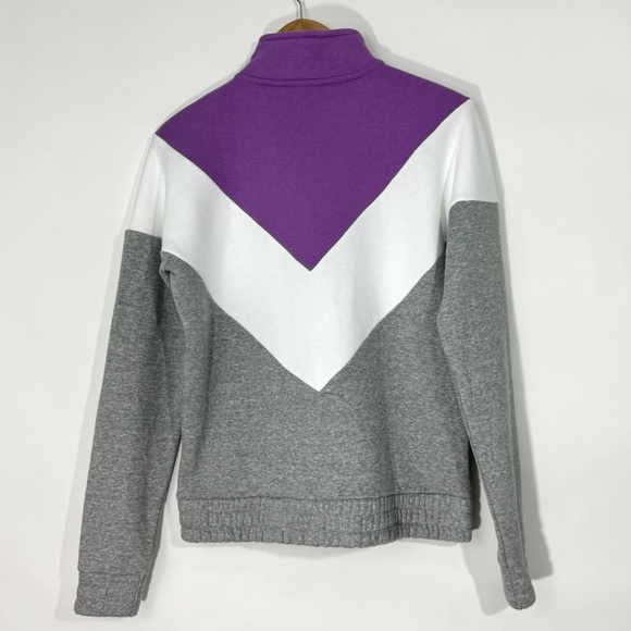 Fila Women’s Size Small Purple Gray Chevron Colorblock Quarter Zip Sweatshirt - Picture 10 of 11